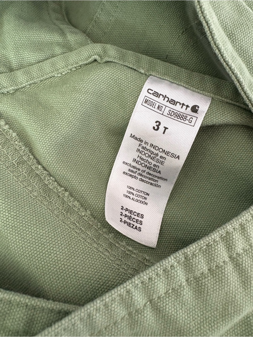 Carhartt Green Girls' Short Overalls - Picture 4 of 5